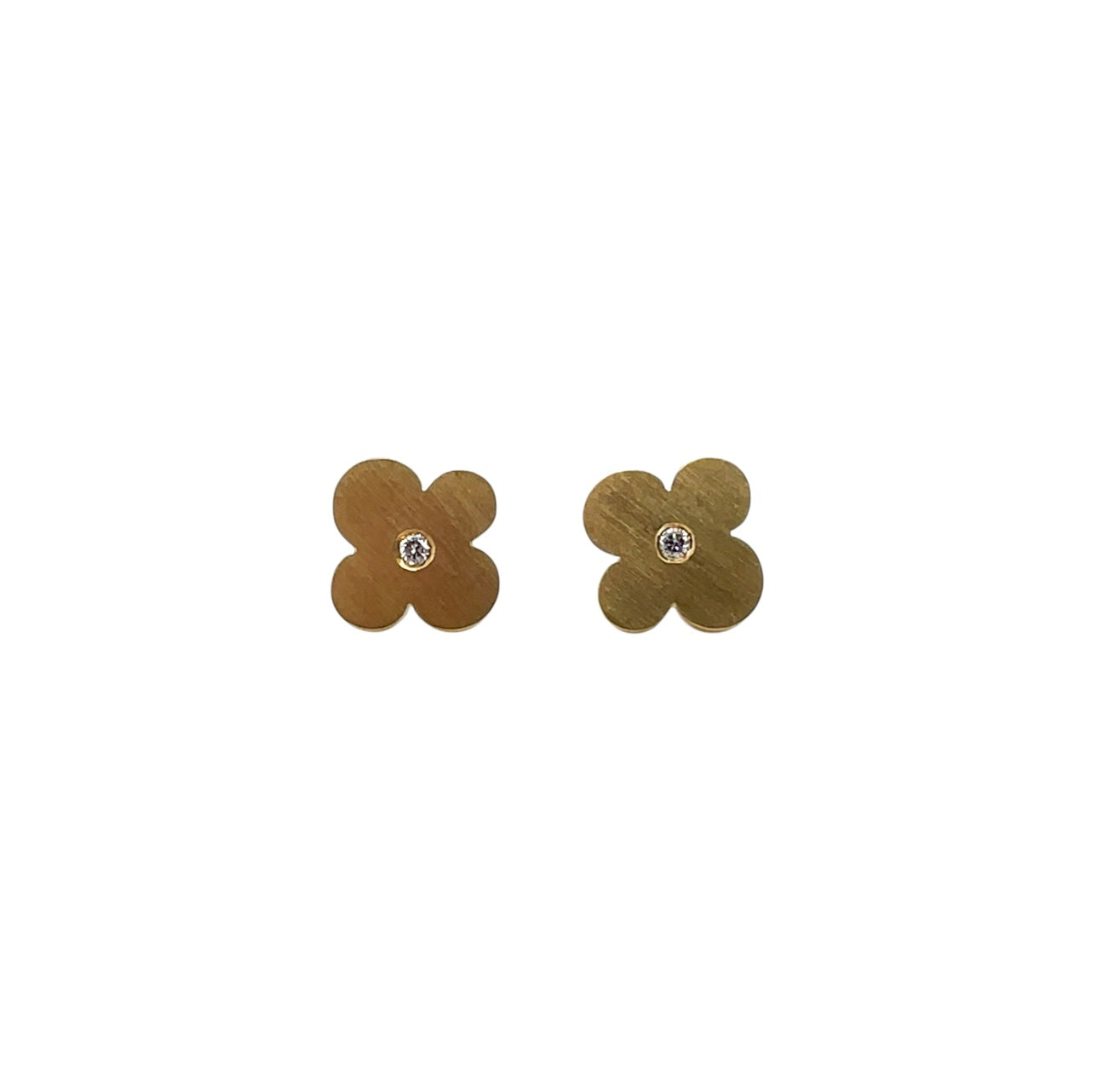 18ct Yellow Gold Diamond Flower Stud Earrings