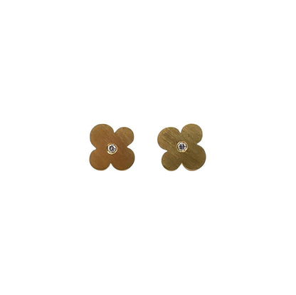 18ct Yellow Gold Diamond Flower Stud Earrings