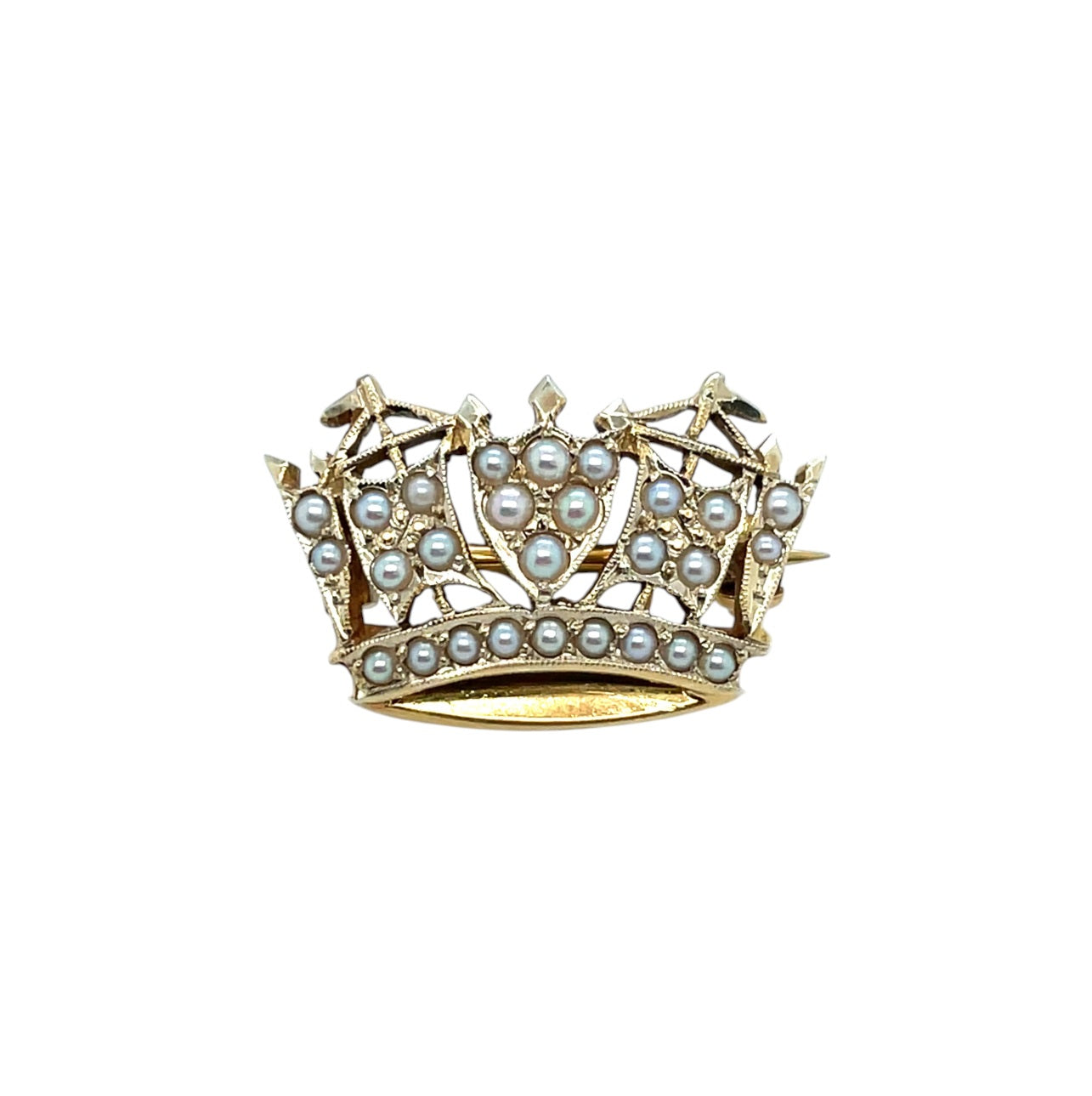 9ct Yellow Gold Royal Navy Sweetheart Brooch Set With Seed Pearls By J.W. Benson