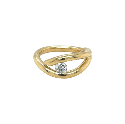 18ct Yellow Gold Diamond Solitaire Ring (L1/2)