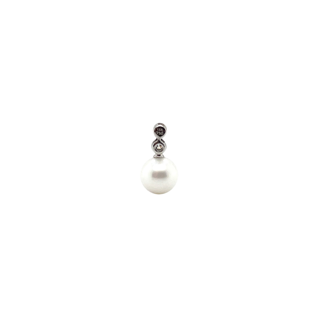 18ct White Gold Pearl & Diamond Two Stone Pendant