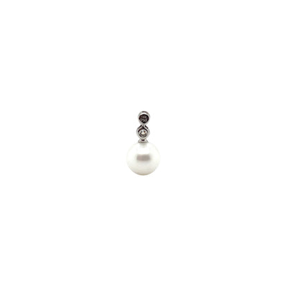 18ct White Gold Pearl & Diamond Two Stone Pendant