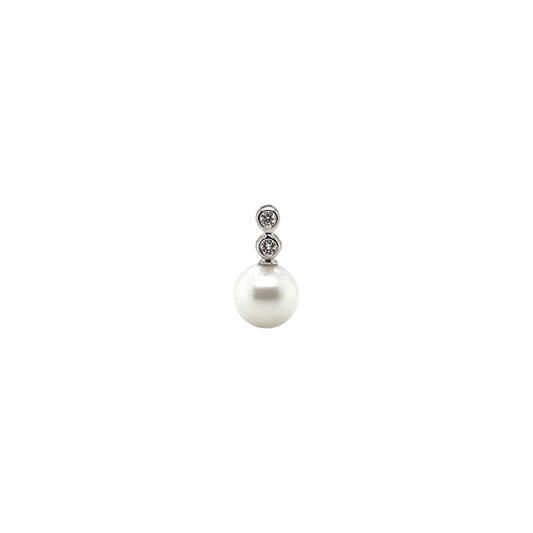 18ct White Gold Pearl & Diamond Two Stone Pendant