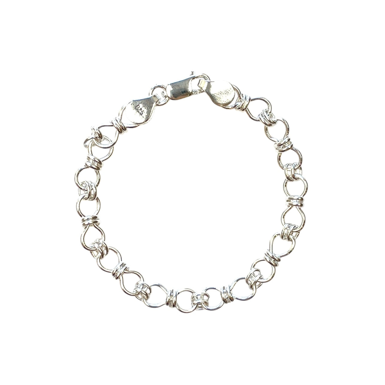 Silver Handmade Bow Tie Chain Bracelet (7.5")