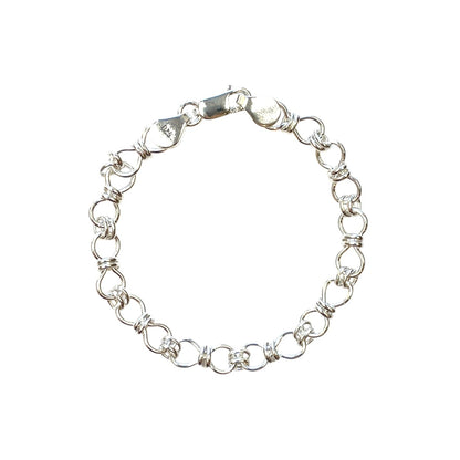 Silver Handmade Bow Tie Chain Bracelet (7.5")