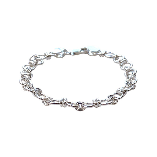 Silver Handmade Bow Tie Chain Bracelet (7.5")