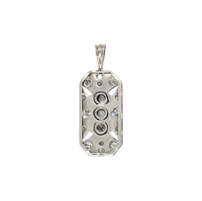 9ct White Gold Old Cut Diamond Pendant