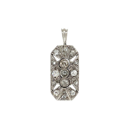 9ct White Gold Old Cut Diamond Pendant