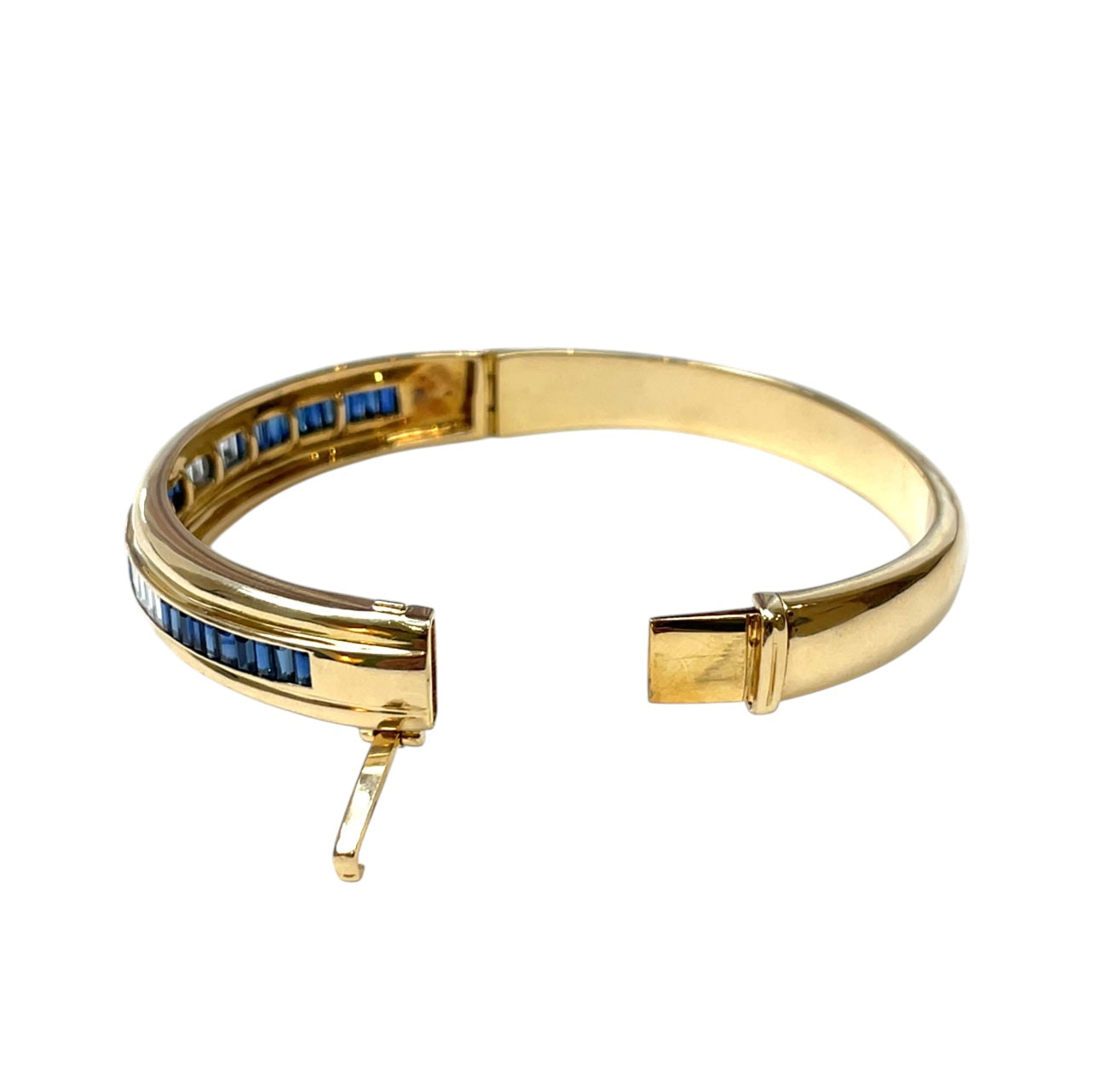 18ct Yellow Gold Sapphire & Diamond Bangle