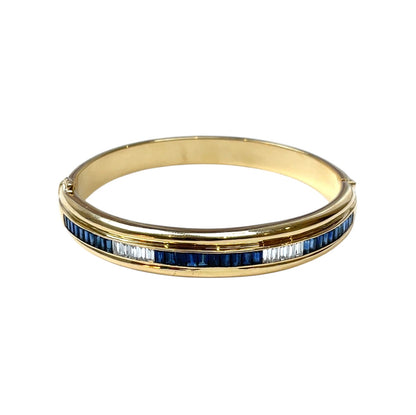 18ct Yellow Gold Sapphire & Diamond Bangle