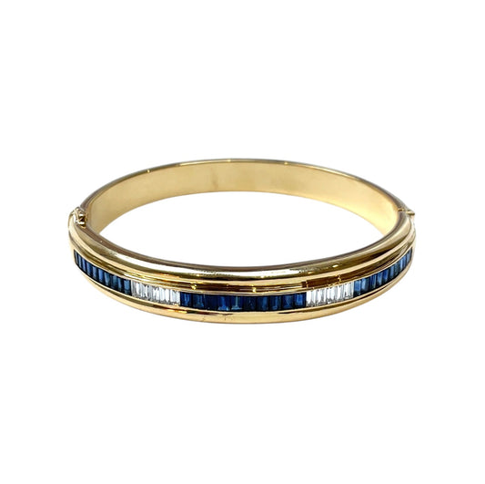 18ct Yellow Gold Sapphire & Diamond Bangle