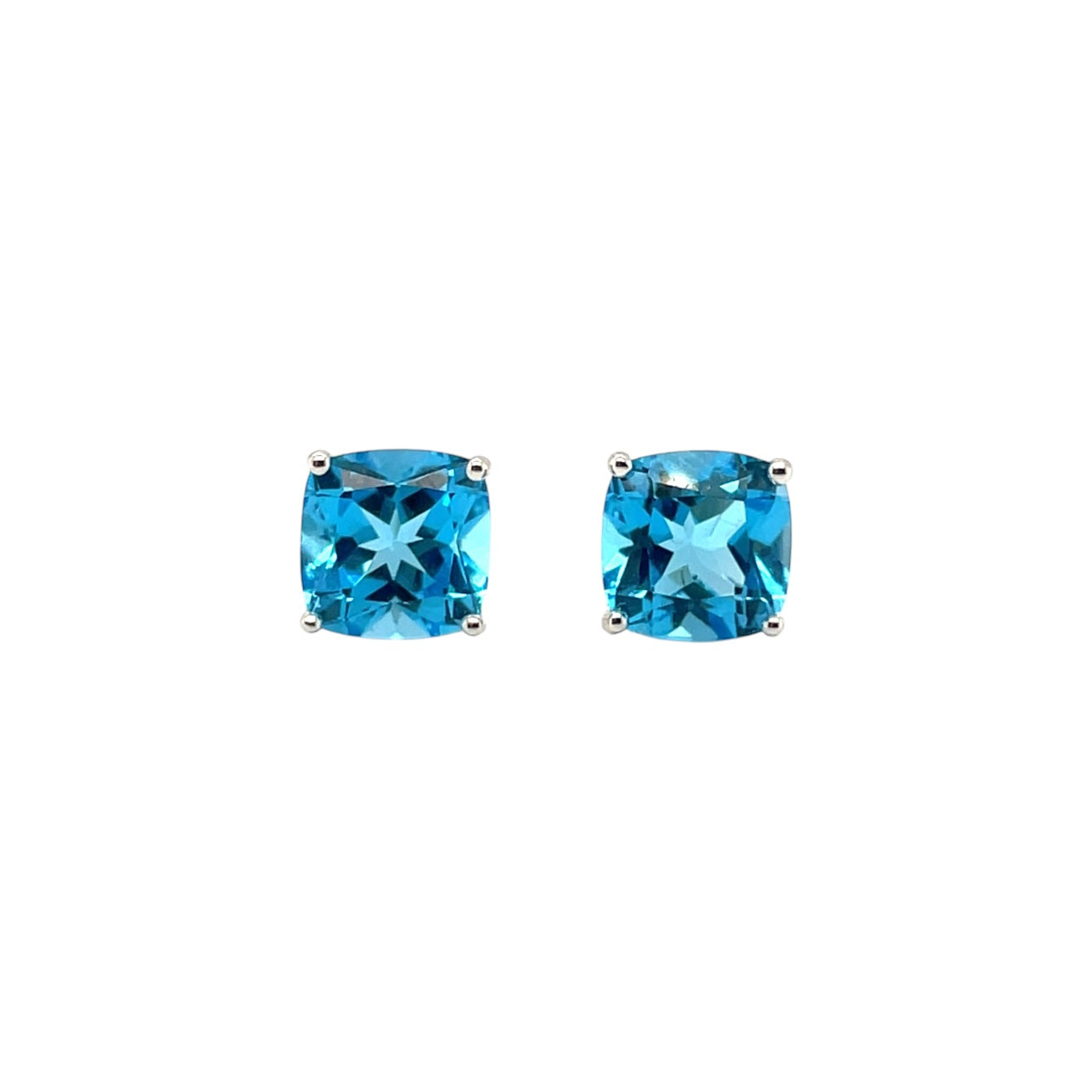 9ct White Gold Swiss Blue Topaz Stud Earrings