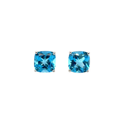 9ct White Gold Swiss Blue Topaz Stud Earrings