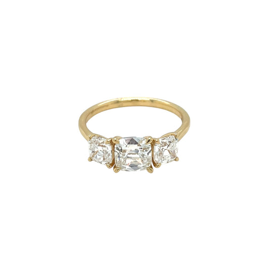 18ct Yellow Gold Lab Grown Diamond Three Stone Ring (M 1/2)