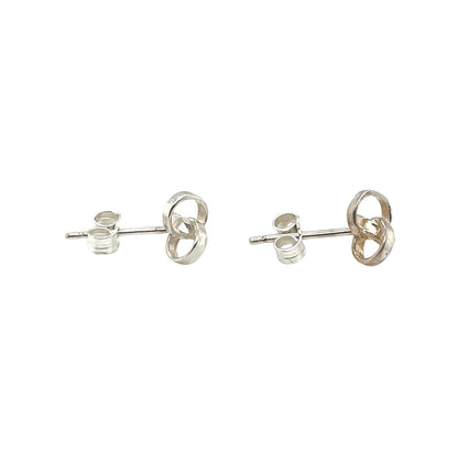 Silver Ribbon Knot Stud Earrings