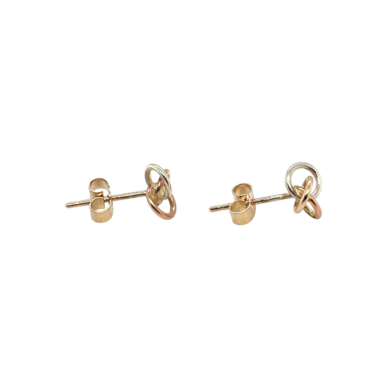 9ct Three Colour Gold Ribbon Stud Earrings