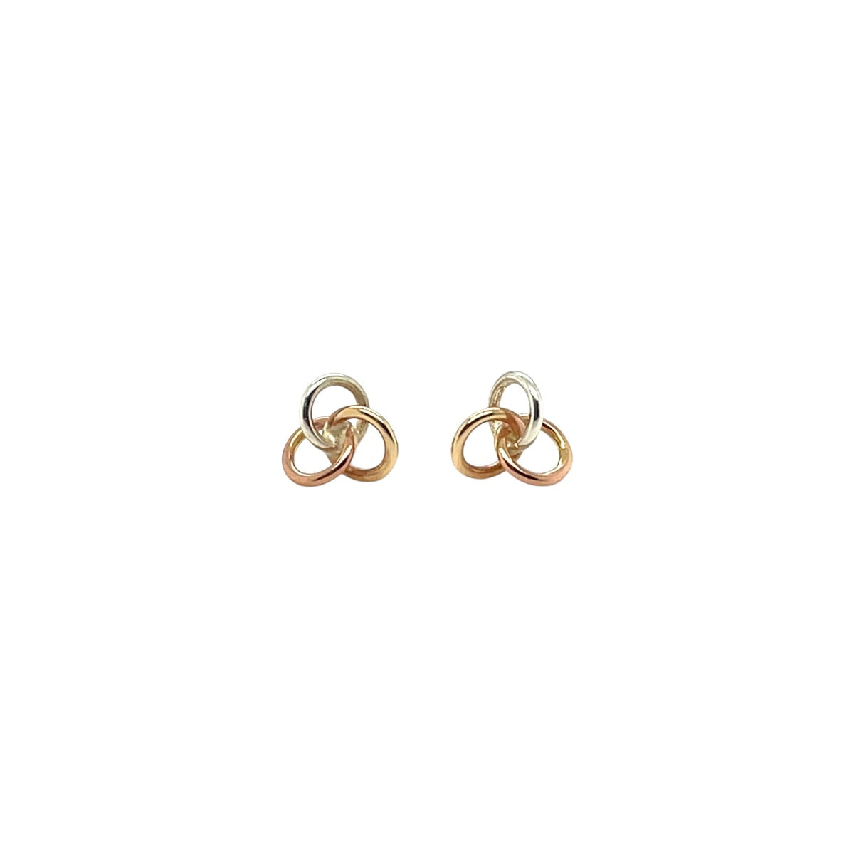 9ct Three Colour Gold Ribbon Stud Earrings
