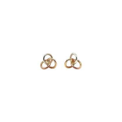 9ct Three Colour Gold Ribbon Stud Earrings