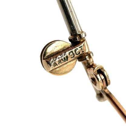 9ct Gold Silver Trout & Pearl Bar Brooch