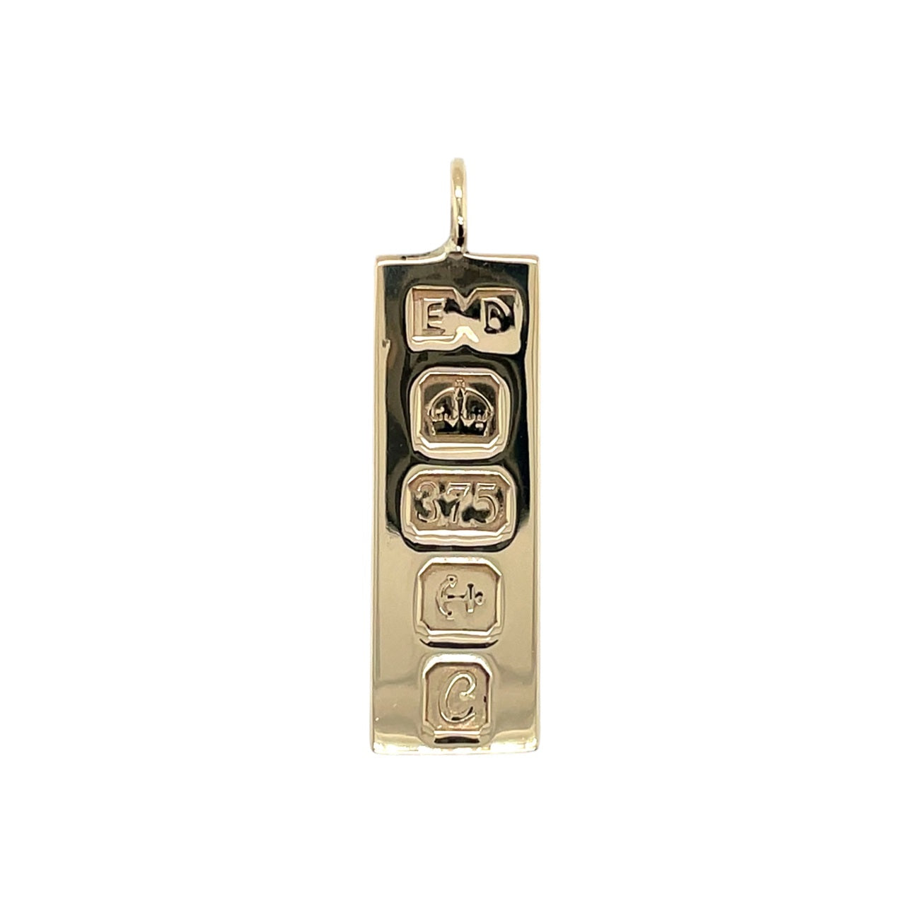 9ct Yellow Gold Feature Hallmark Ingot Pendant