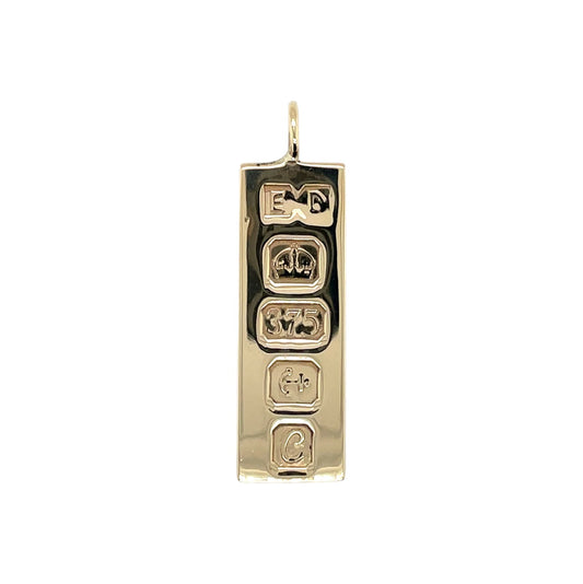 9ct Yellow Gold Feature Hallmark Ingot Pendant