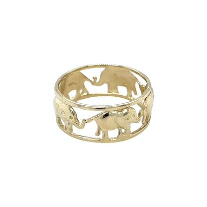 14ct Yellow Gold Elephant Ring (S)