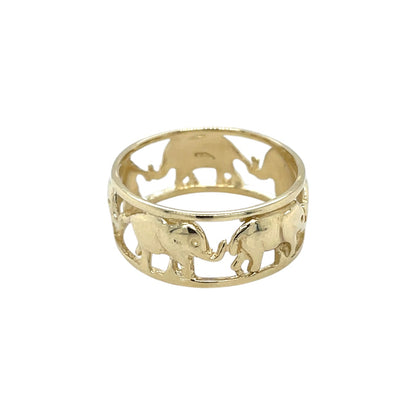 14ct Yellow Gold Elephant Ring (S)