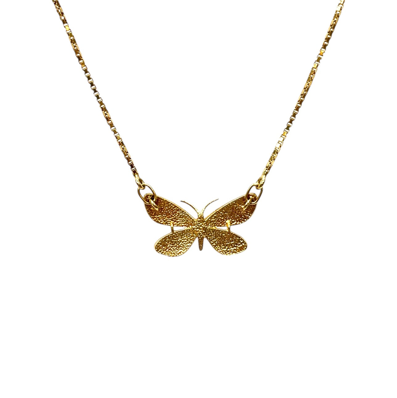 18ct Yellow Gold & Enamel Butterfly Pendant & Chain (16")