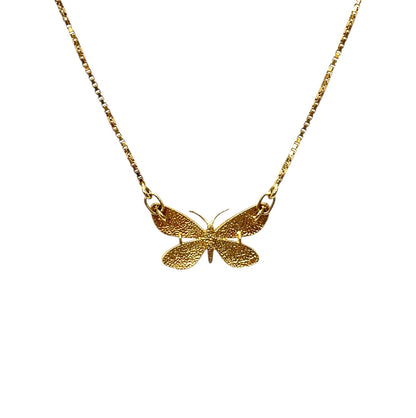 18ct Yellow Gold & Enamel Butterfly Pendant & Chain (16")