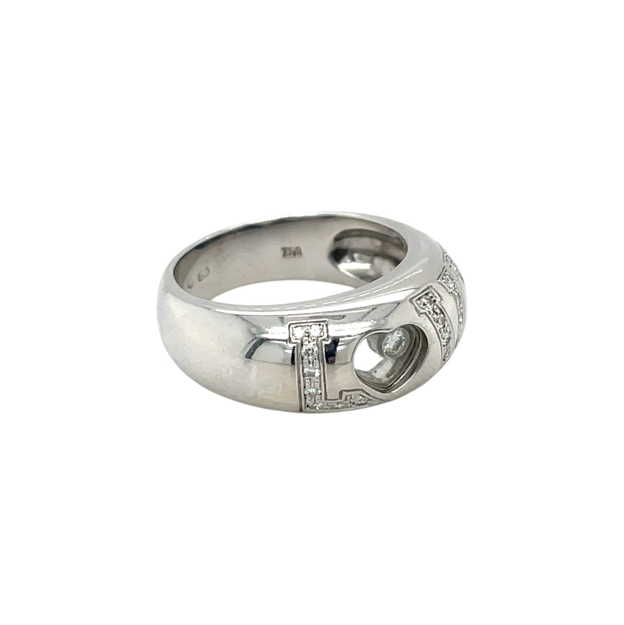 18ct White Gold Chopard Diamond Love Ring (N1/2)
