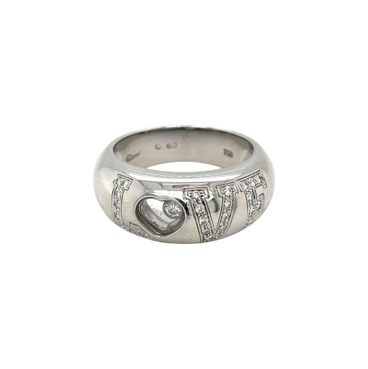 18ct White Gold Chopard Diamond Love Ring (N1/2)