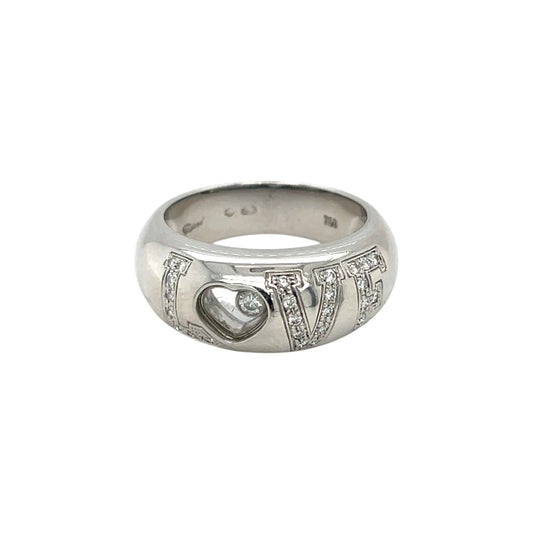 18ct White Gold Chopard Diamond Love Ring (N1/2)