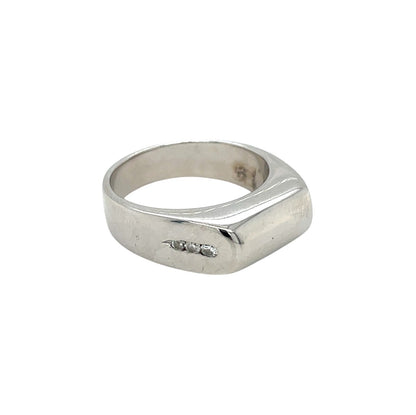 14ct White Gold Diamond Signet Ring (O)