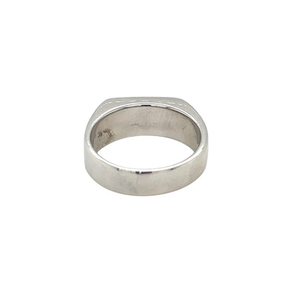 14ct White Gold Diamond Signet Ring (O)