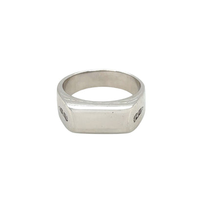 14ct White Gold Diamond Signet Ring (O)