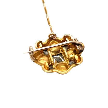 18ct Yellow Gold Diamond & Sapphire Brooch