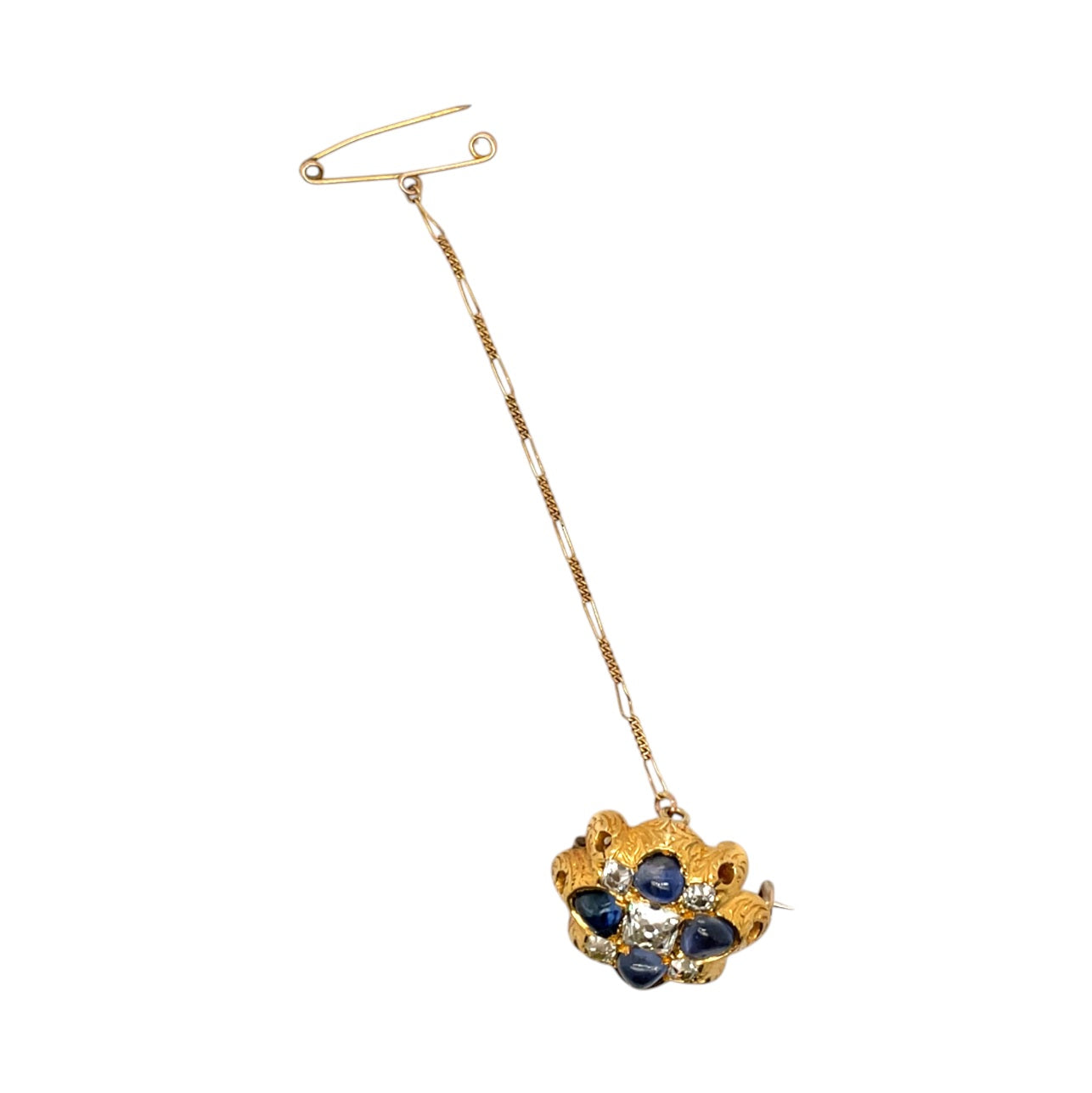 18ct Yellow Gold Diamond & Sapphire Brooch