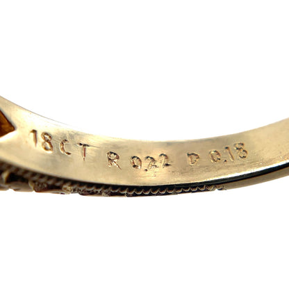 18ct Yellow Gold Ruby & Diamond Engraved Ring (N)