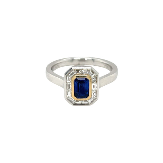 18ct White Gold Sapphire & Diamond Cluster Ring (M1/2)