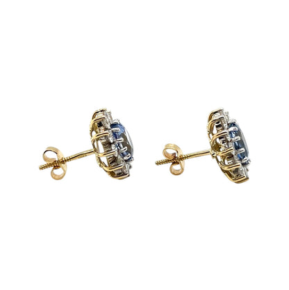 18ct Sapphire & Diamond Cluster Earrings