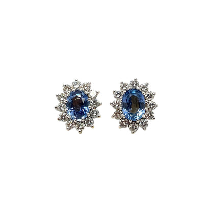 18ct Sapphire & Diamond Cluster Earrings