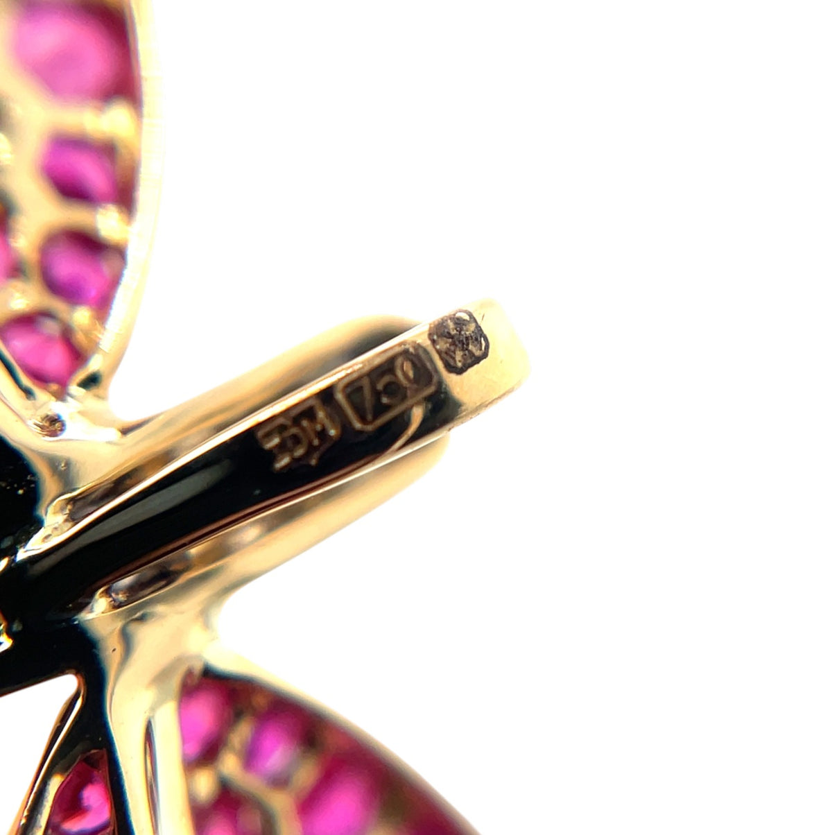 18ct Yellow Gold Ruby & Diamond Dragonfly Brooch