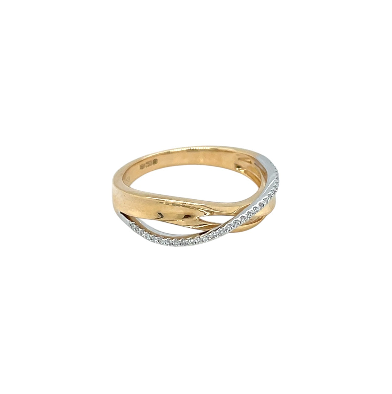18ct Yellow Gold Fancy Twist Diamond Ring (L1/2)