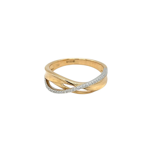 18ct Yellow Gold Fancy Twist Diamond Ring (L1/2)