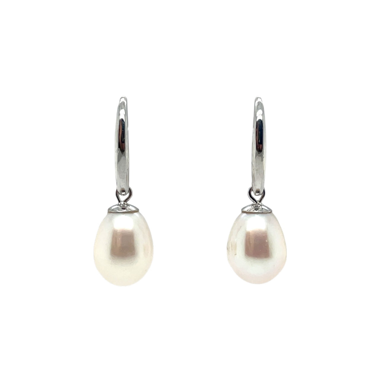 9ct White Gold Freshwater Pearl Drop Earrings