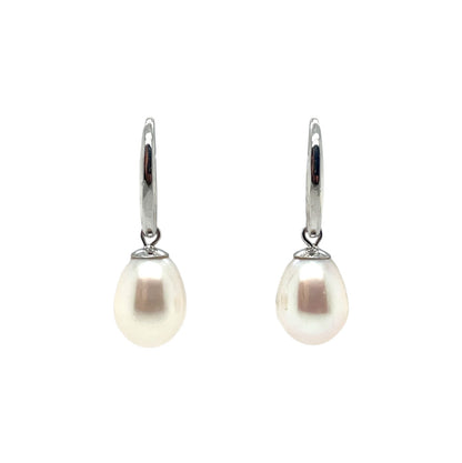9ct White Gold Freshwater Pearl Drop Earrings