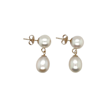 9ct Yellow Gold Freshwater Pearl Drop Earrings