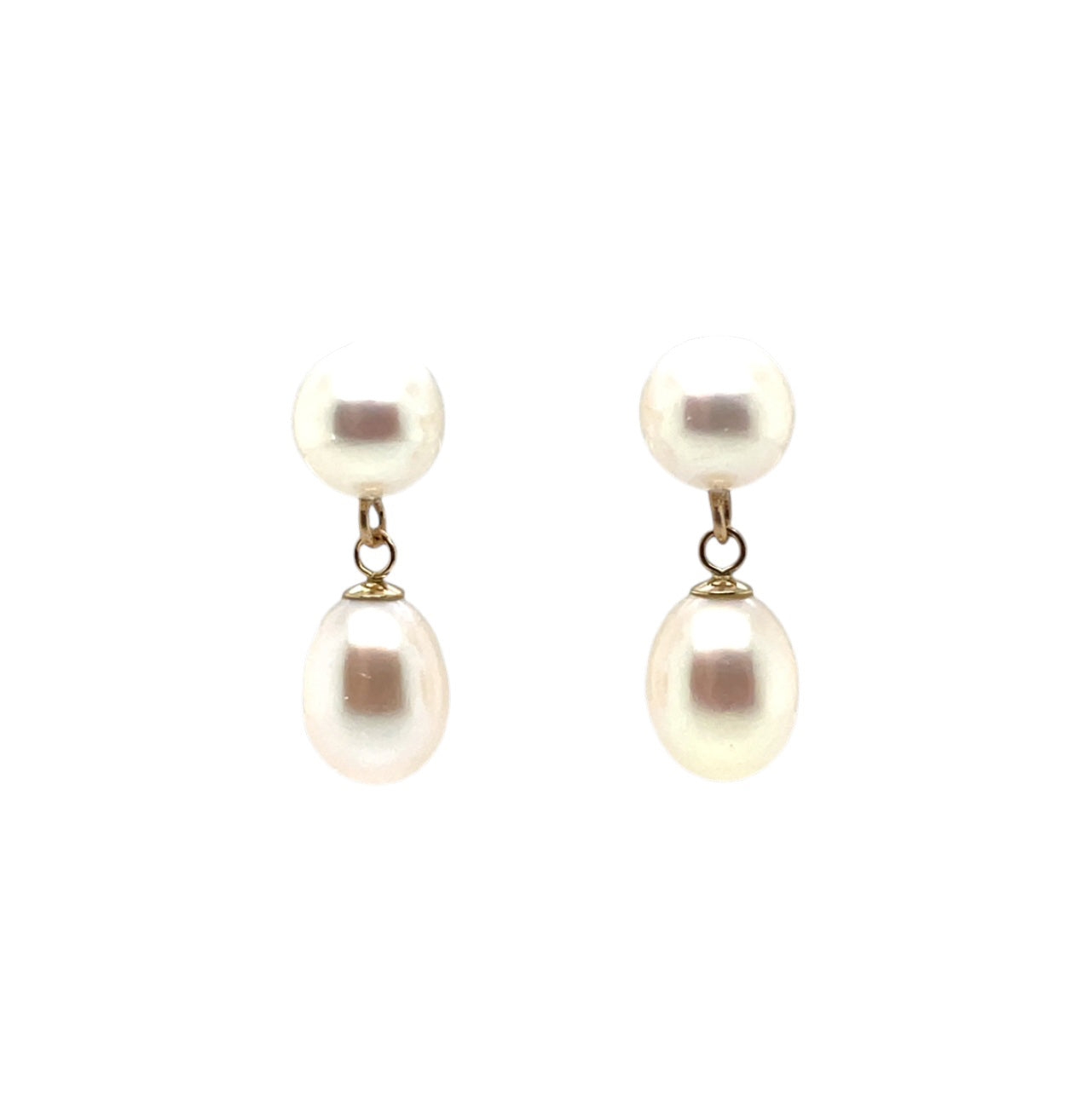 9ct Yellow Gold Freshwater Pearl Drop Earrings