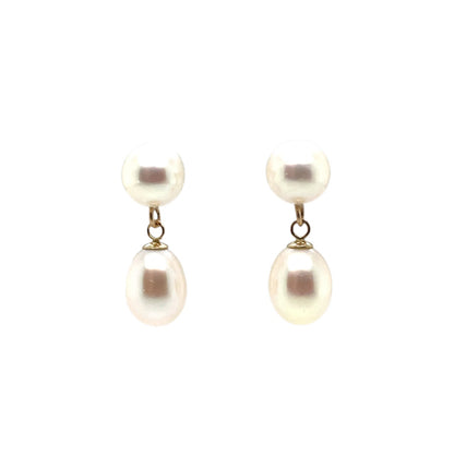 9ct Yellow Gold Freshwater Pearl Drop Earrings
