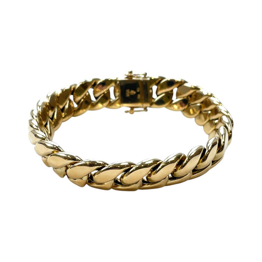 18ct Yellow Gold Heavy Flat Curb Bracelet (7.5")